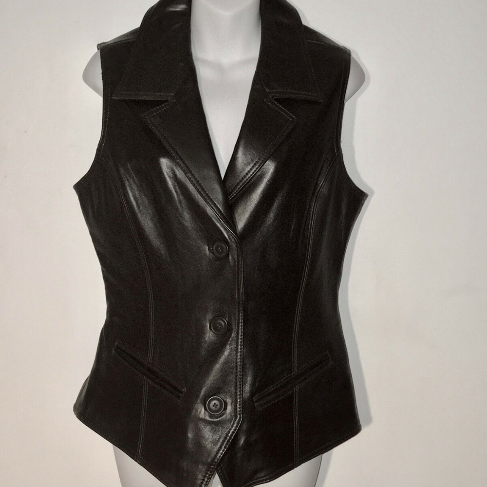 Siena Studio Choclate Brown Leather Lined Vest MED